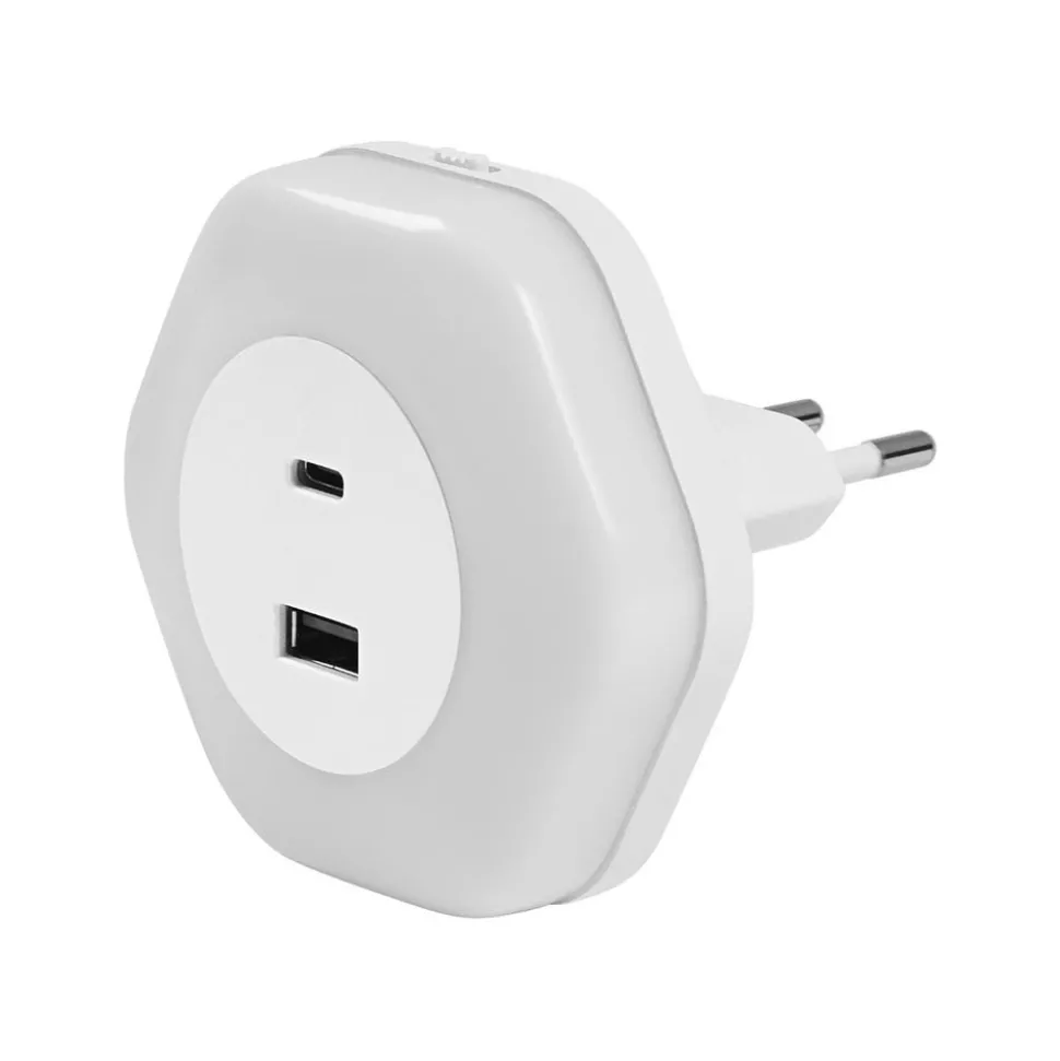 OSRAM LED-stikkontakt-natlampe LUNETTA HEXAGON, sensor, USB