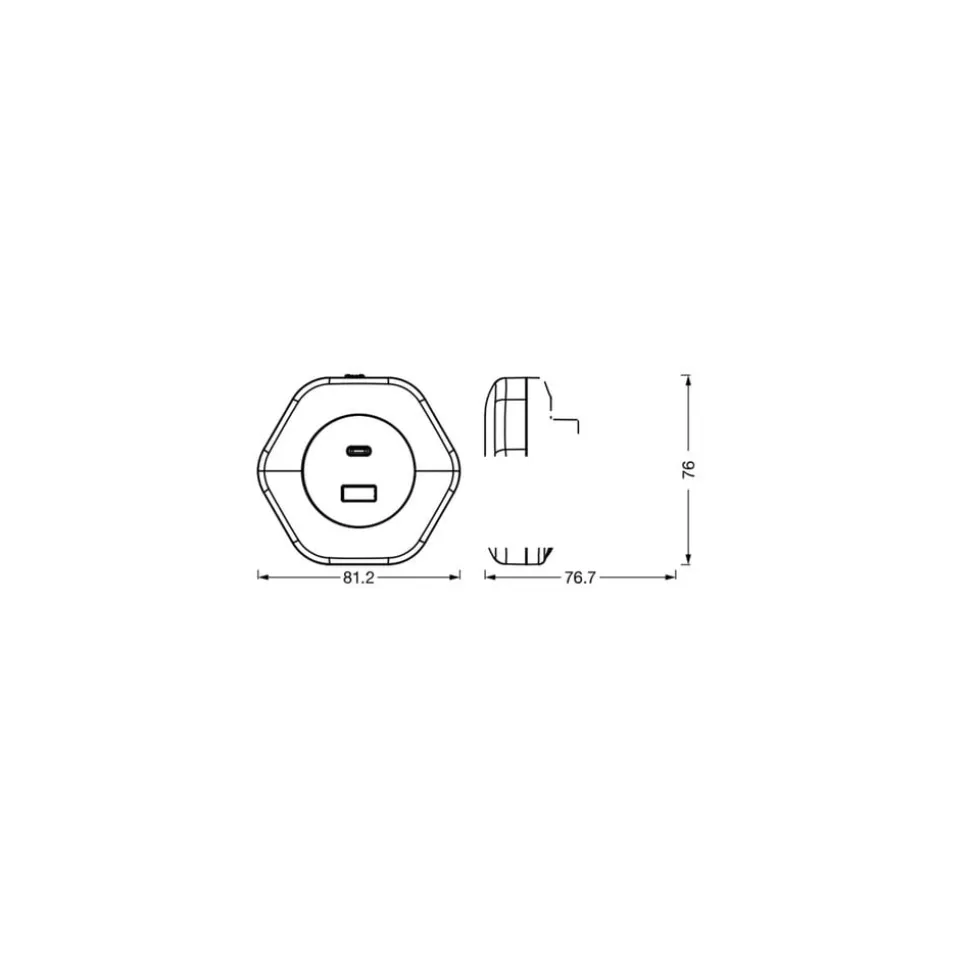 OSRAM LED-stikkontakt-natlampe LUNETTA HEXAGON, sensor, USB