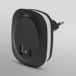 OSRAM LED-stikkontakt-natlampe LUNETTA EDGE, sort Sensor