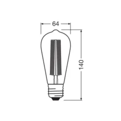 OSRAM LED Vintage 1906 Edison, grå, E27, 11 W, 818, dæmpbar