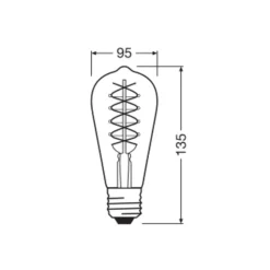 OSRAM LED Vintage 1906 Edison, guld, E27, 7 W, 2.200 K, dim.