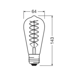OSRAM LED Vintage 1906 Edison, guld, E27, 8,8 W, 824, dim.