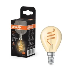 OSRAM LED Vintage E14 4,9W 922 dråbeformet spiraltråd guld