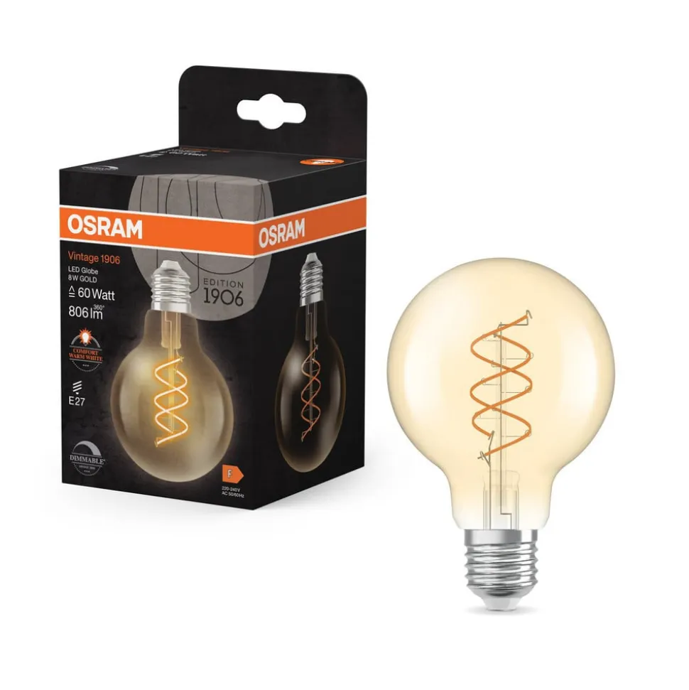 OSRAM LED Vintage G80 E27 8W 922 Spiral Filament guld dæmpbar