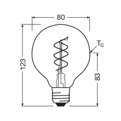 OSRAM LED Vintage G80 E27 4,6W 927 Spiral Filament clear dæmpbar