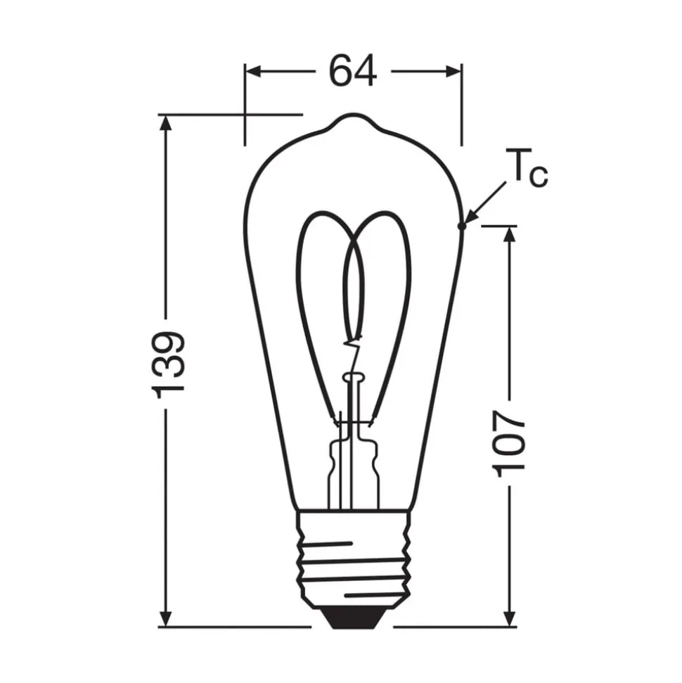 OSRAM LED Vintage ST64 E27 4,9W 922 Heart Filament guld dæmpbar