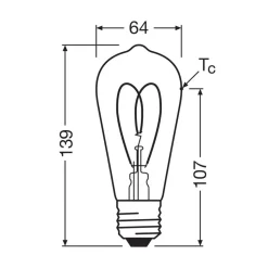 OSRAM LED Vintage ST64 E27 7,2W 927 Heart Filament clear dæmpbar