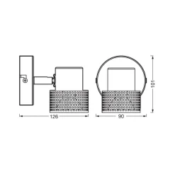 OSRAM vægspot CORK, sort, 1 spot, GU10-LED 927 dæmpbar