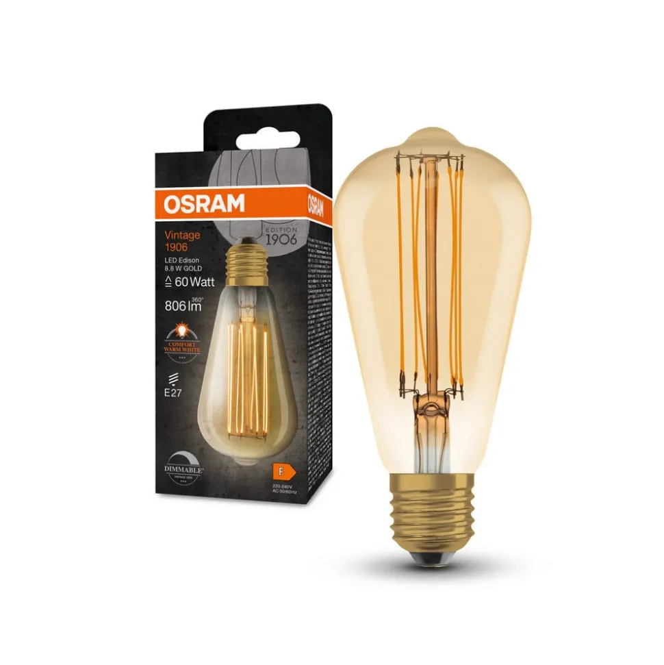 OSRAM Vintage 1906 E27 8,8 W LED ST64 822 guld dim