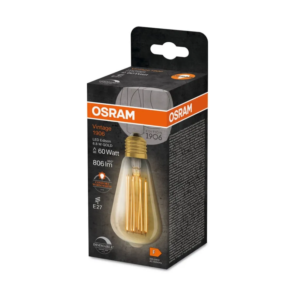 OSRAM Vintage 1906 E27 8,8 W LED ST64 822 guld dim