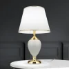 Ovum bordlampe, hvid/guldfarvet, højde 48 cm, keramik/chintz