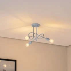 Oxford loftlampe, Ø 44 cm, lyseblå, metal, 3 lyskilder