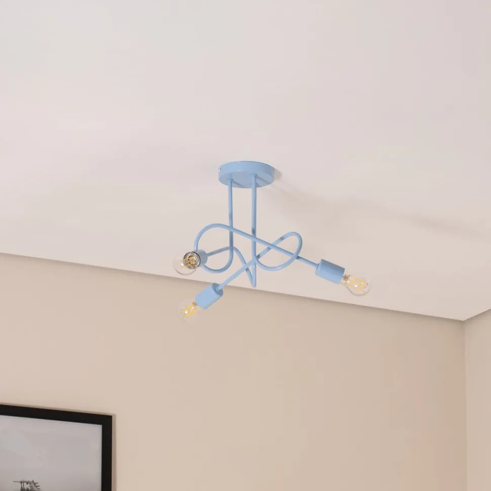 Oxford loftlampe, Ø 44 cm, lyseblå, metal, 3 lyskilder