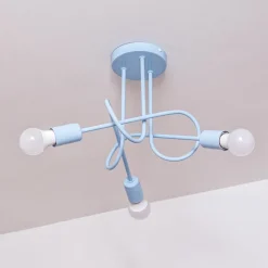 Oxford loftlampe, Ø 44 cm, lyseblå, metal, 3 lyskilder
