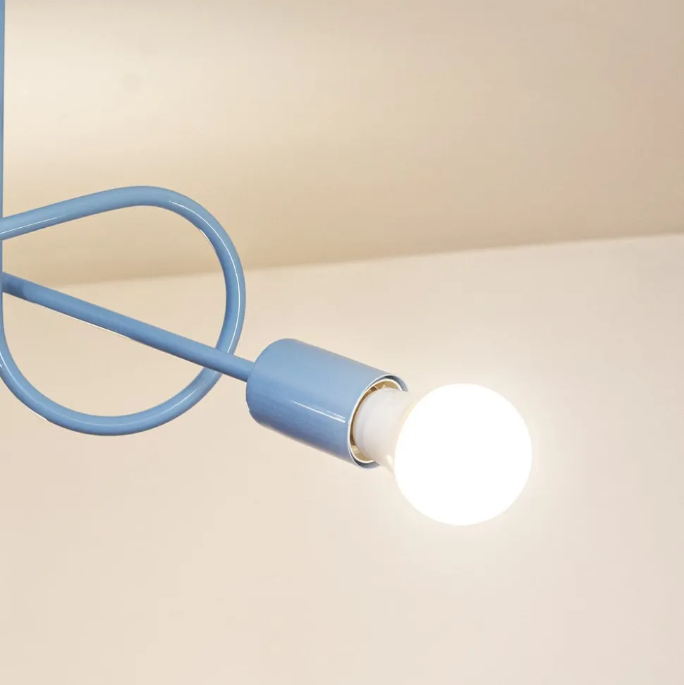 Oxford loftlampe, Ø 44 cm, lyseblå, metal, 3 lyskilder