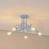 Oxford loftlampe, lyseblå, Ø 47 cm, metal, 5 lyskilder