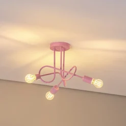 Oxford loftlampe, lyserød, Ø 44 cm, metal, 3 lyskilder