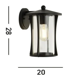 Pagoda udendørs væglampe, IP44, sort, metal, E27