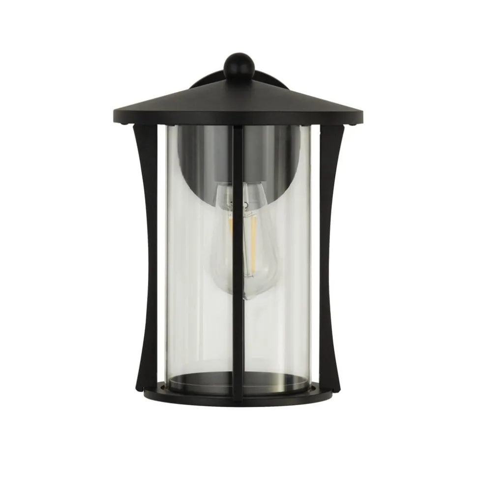 Pagoda udendørs væglampe, IP44, sort, metal, E27