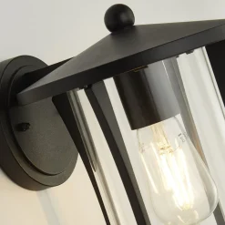 Pagoda udendørs væglampe, IP44, sort, metal, E27
