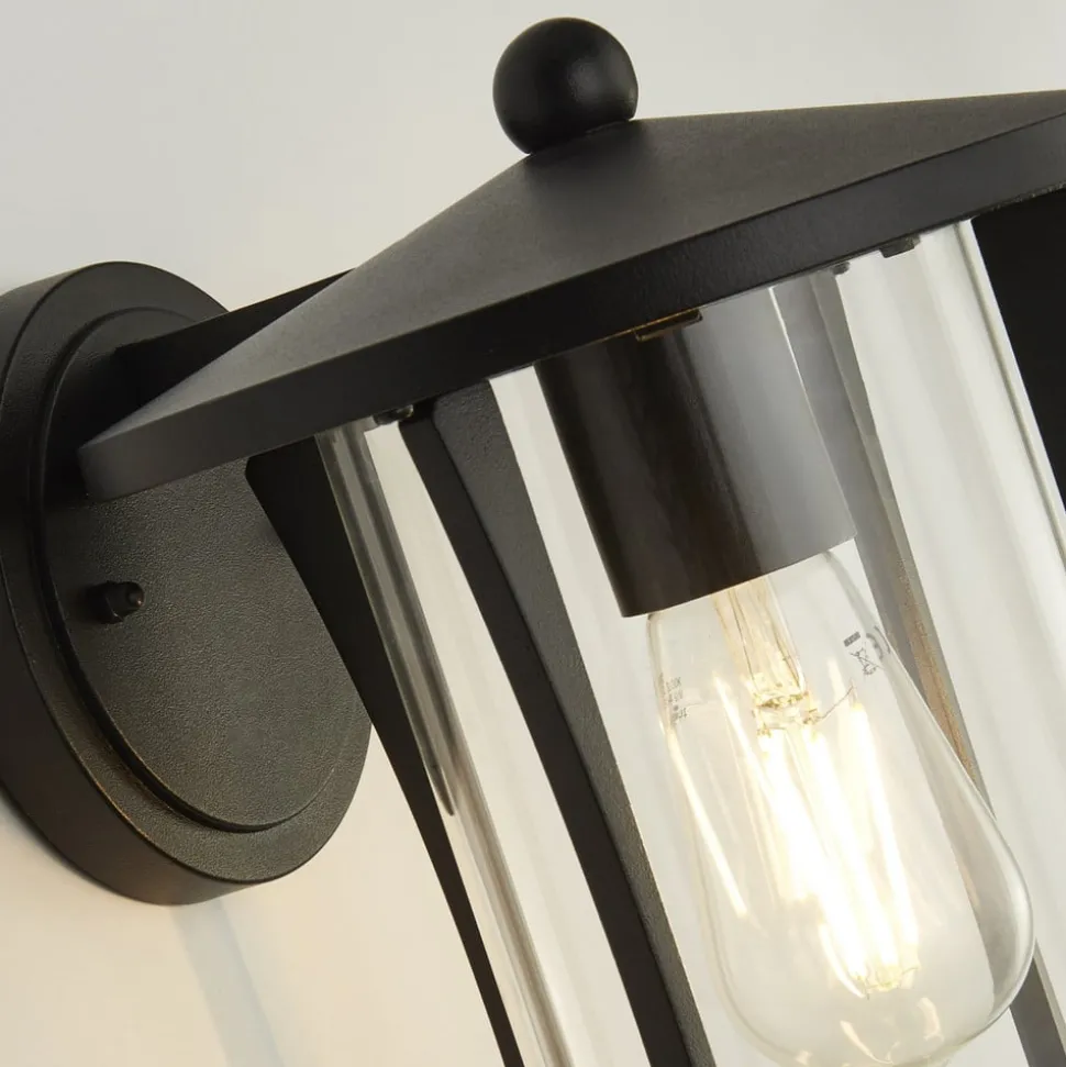 Pagoda udendørs væglampe, IP44, sort, metal, E27
