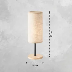 Parma bordlampe, beige, hør/træ, 30 cm høj, E14