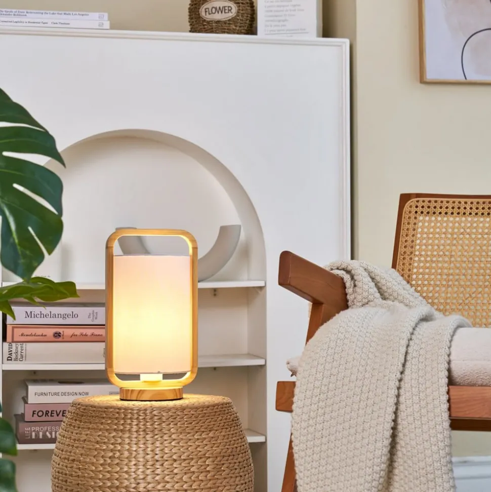Pauleen Woody Charm bordlampe af stof og træ