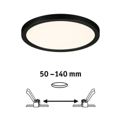 Paulmann Areo LED-panel rund sort 3000K Ø17,5cm
