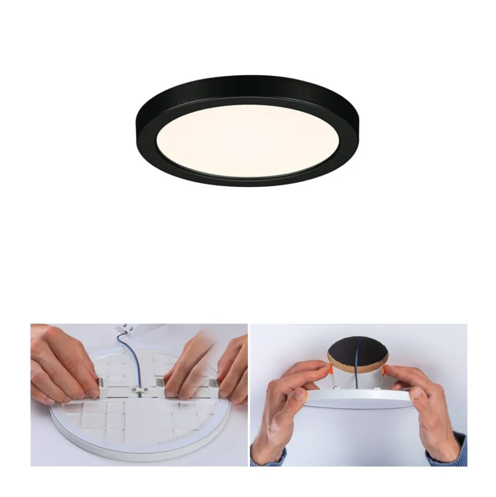 Paulmann Areo LED-panel rund sort 3000K Ø11,8cm