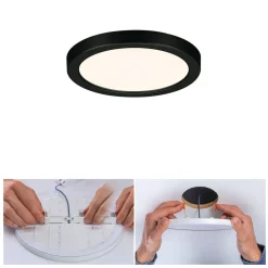 Paulmann Areo LED-panel rund sort 3000K Ø11,8cm