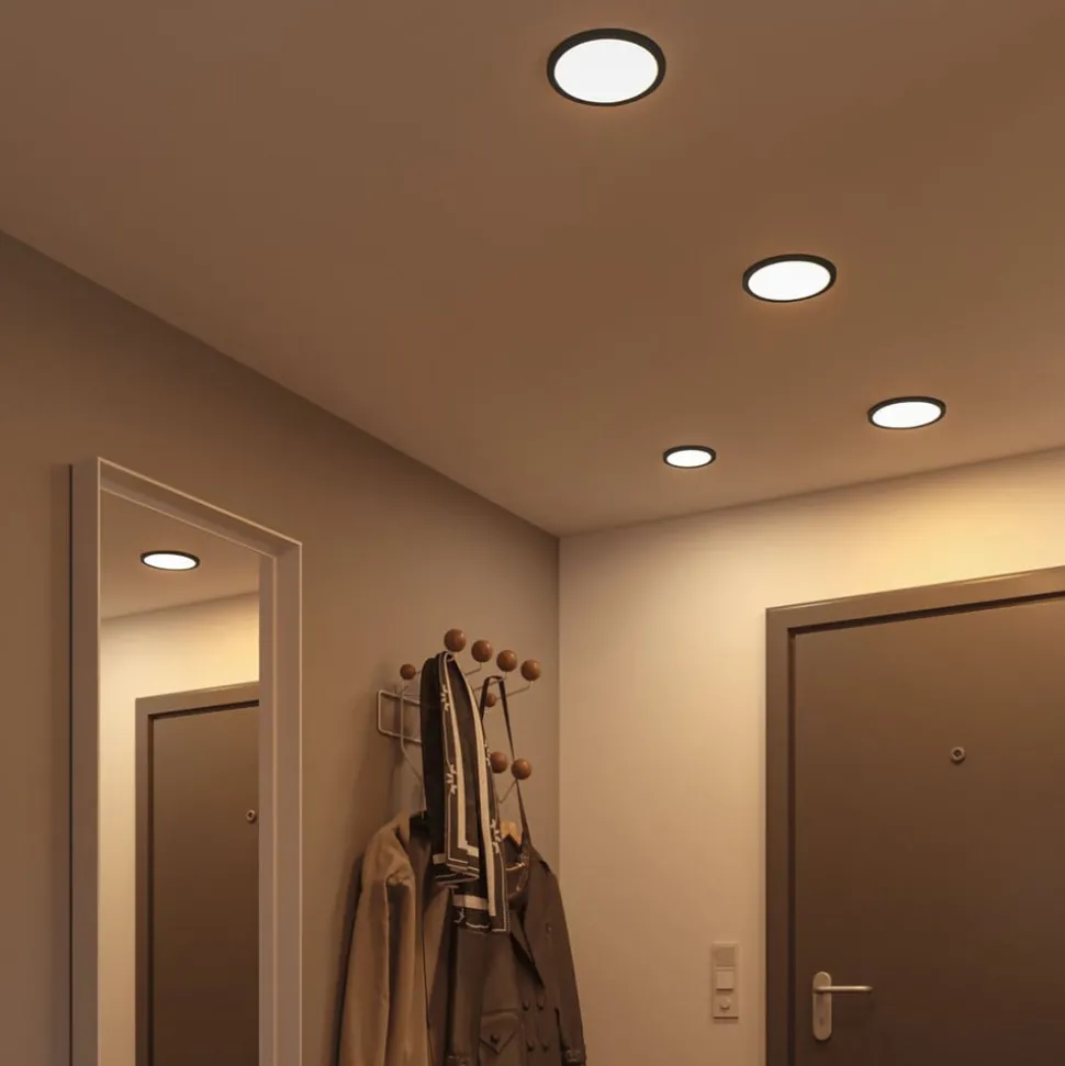 Paulmann Areo LED-panel rund sort 3000K Ø11,8cm