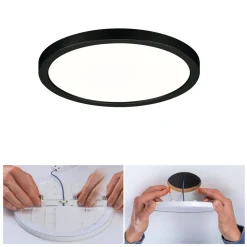 Paulmann Areo LED-panel rund sort 4000K Ø17,5cm