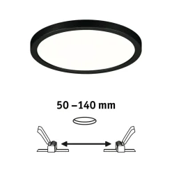 Paulmann Areo LED-panel rund sort 4000K Ø17,5cm