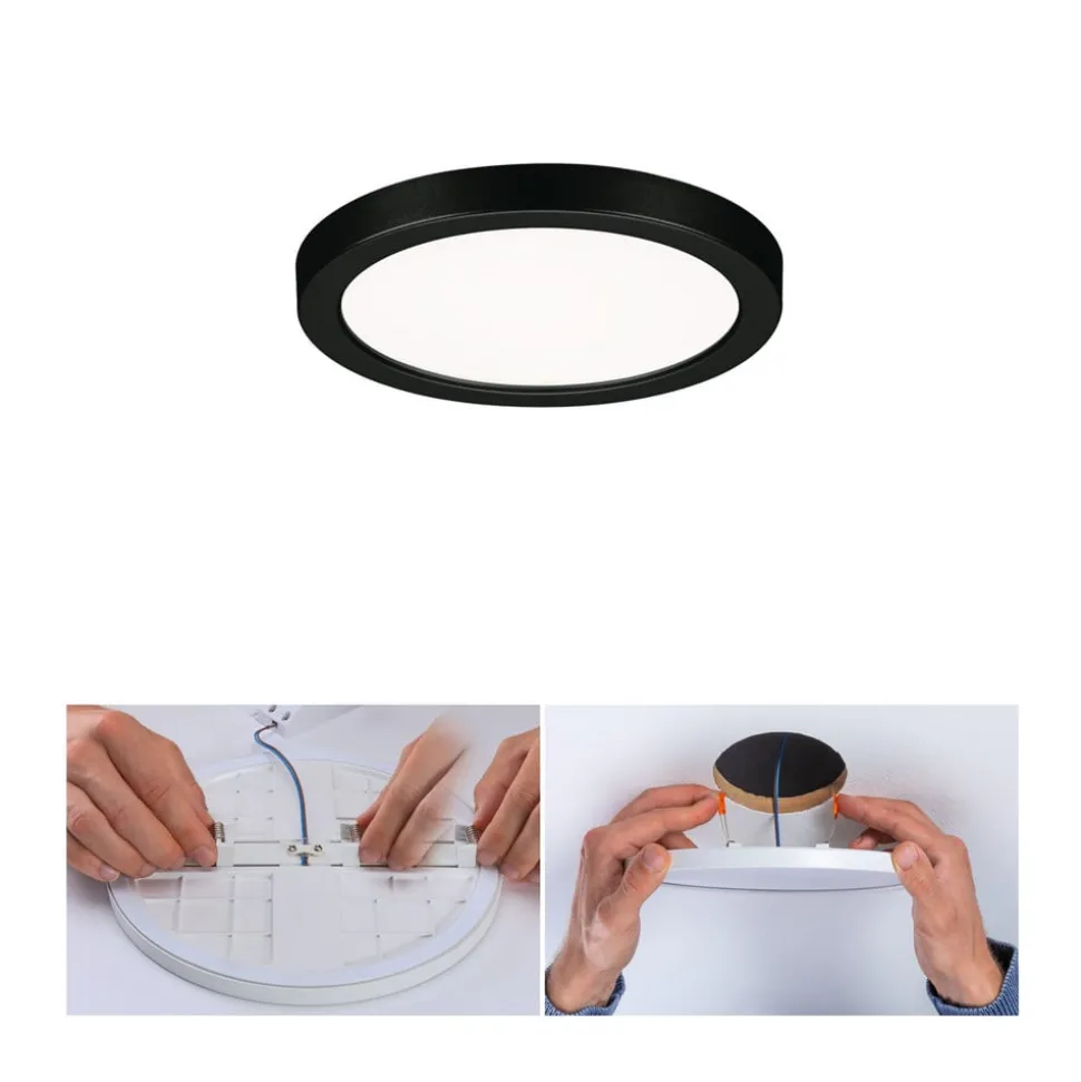 Paulmann Areo LED-panel rund sort 4000K Ø11,8cm