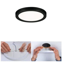 Paulmann Areo LED-panel rund sort 4000K Ø11,8cm