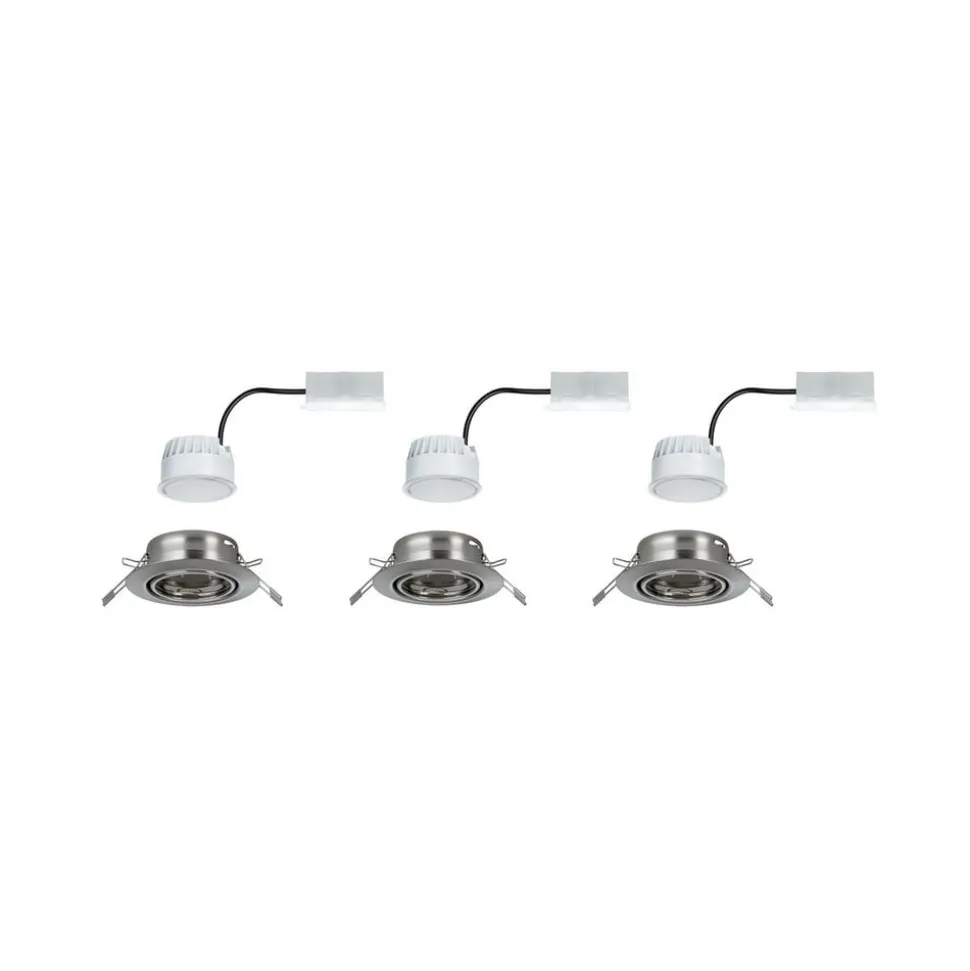 Paulmann Base, LED-indbygningsspot, 3 sæt, jern