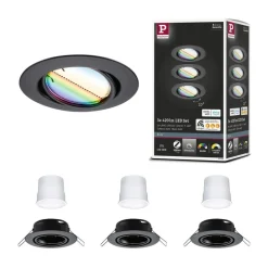 Paulmann Coin Base LED indbygningsspot sort 3 RGBW ZigBee