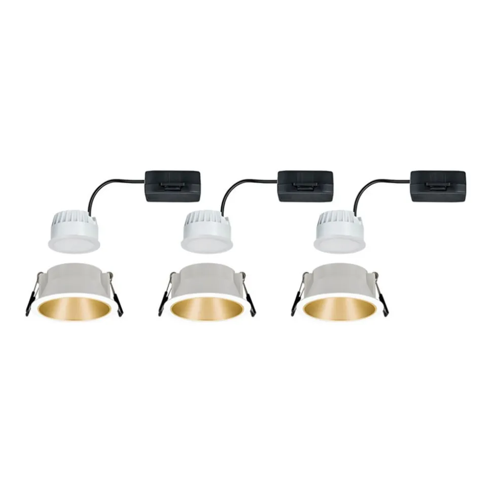 Paulmann Cole LED-spot, guld-hvid, 3-sæt