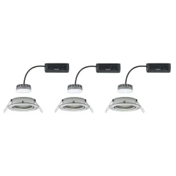 Paulmann 3-delt Slim Coin, vippelig, dæmpbar, jern