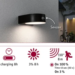 Paulmann Eileen LED-væglampe, solcelle, sensor