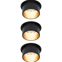 Paulmann Gil LED-indbygning, mat sort/guld, 3 stk