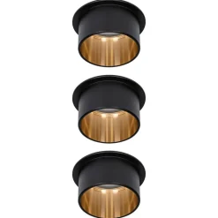 Paulmann Gil LED-indbygning, mat sort/guld, 3 stk
