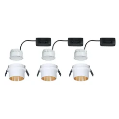 Paulmann Gil LED-indbygning mat hvid/guld, 3 stk