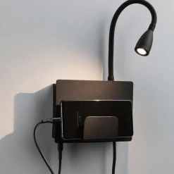Paulmann Halina USB LED-væglampe, fleksibel arm sort
