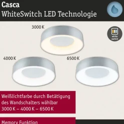 Paulmann HomeSpa Casca LED-loftslampe, hvid/aluminium, IP44