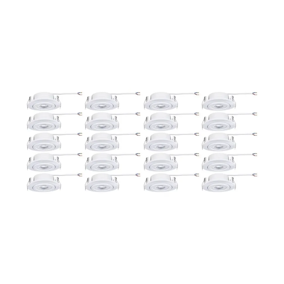 Paulmann LED-indbygningslampe, hvid, Ø 8 cm, 4,8 W, sæt med 20 stk.
