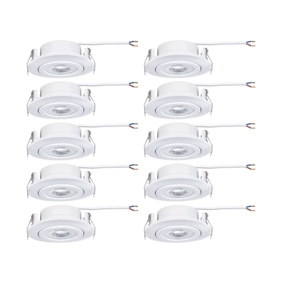Paulmann LED-indbygningslampe, hvid Ø 8 cm 4,8 W tænd/sluk 10-pak