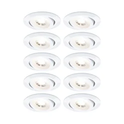 Paulmann LED-indbygningslampe, hvid Ø 8 cm 4,8 W tænd/sluk 10-pak