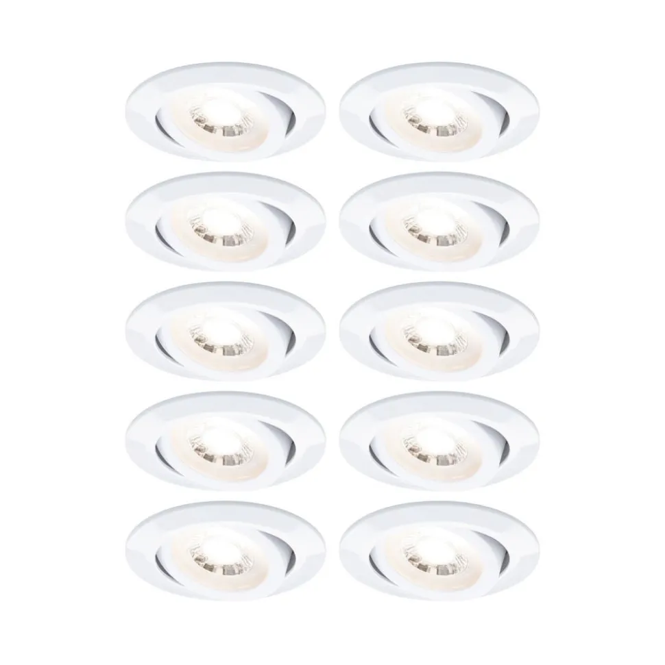 Paulmann LED-indbygningslampe, hvid Ø 8 cm 4,8 W tænd/sluk 10-pak