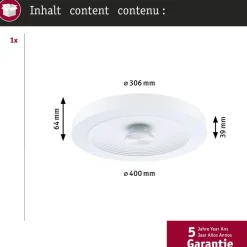 Paulmann LED-loftlampe Volea, hvid/sølv Ø 40 cm IP44 dæmpbar